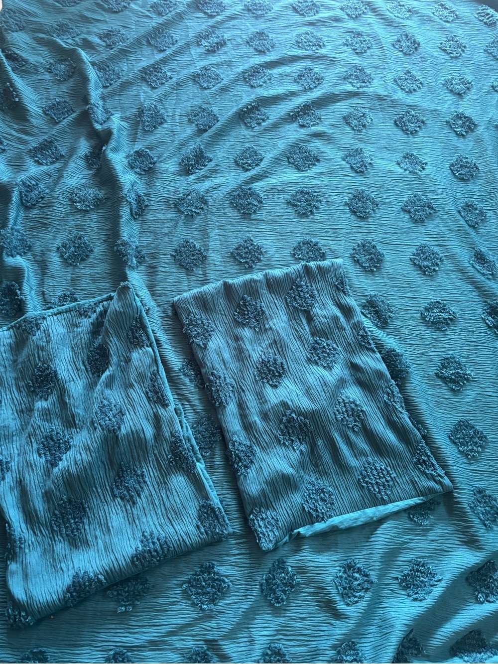 Threshold teal blue full/queen duvet boho cover set with shams